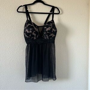 Rachel Roy Women’s Intimate Slip Dress 1X Lace Mesh Sheer Sexy Date Anniversary